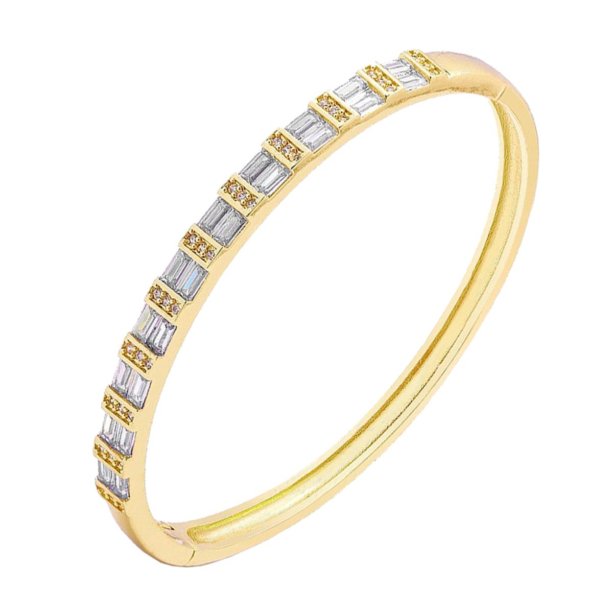 Copper Gold Baguette Cubic Zirconia Crystal Bangle Cuff Kada Bulk