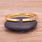 Copper Gold Baguette Cubic Zirconia Crystal Bangle Cuff Kada Bulk