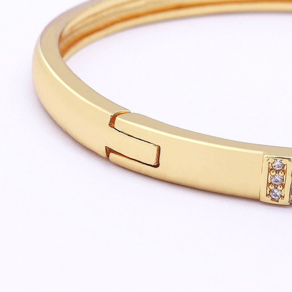 Copper Gold Baguette Cubic Zirconia Crystal Bangle Cuff Kada Bulk