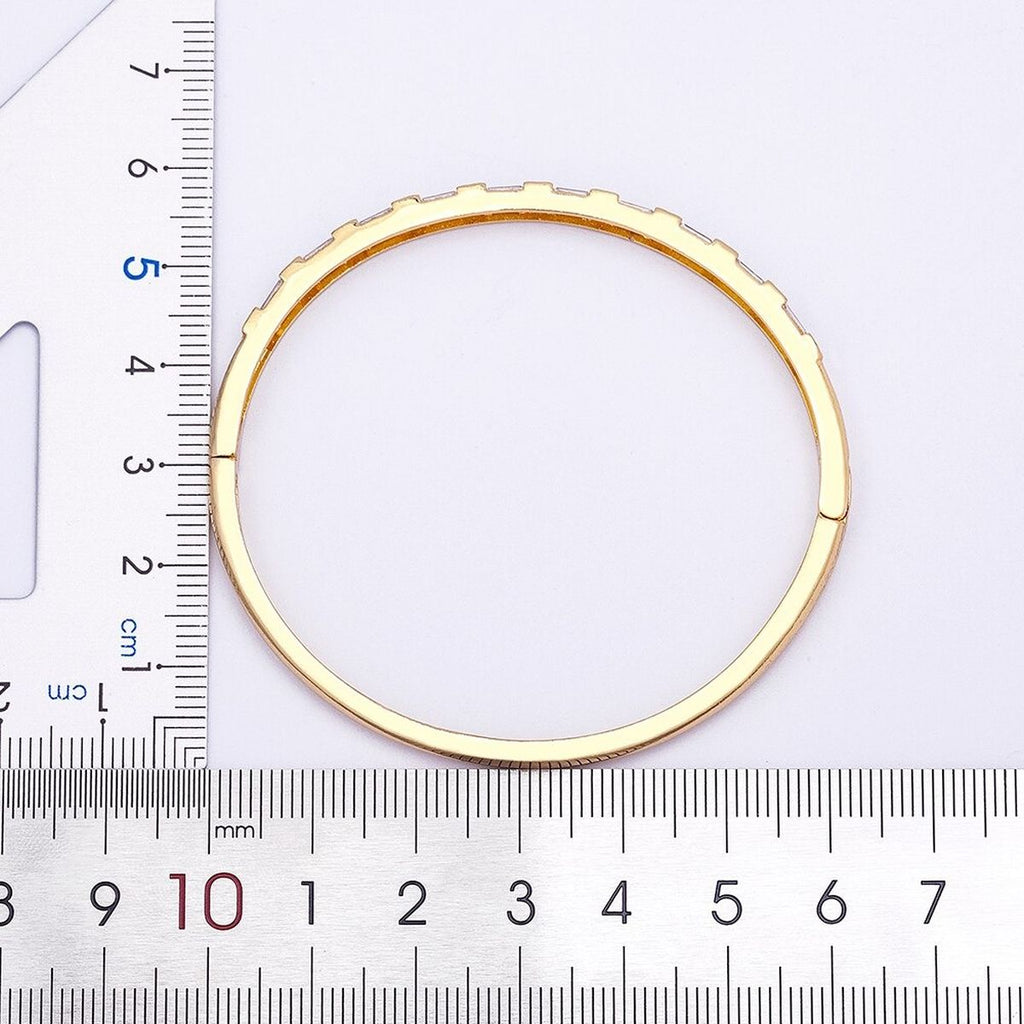 Copper Gold Baguette Cubic Zirconia Crystal Bangle Cuff Kada Bulk