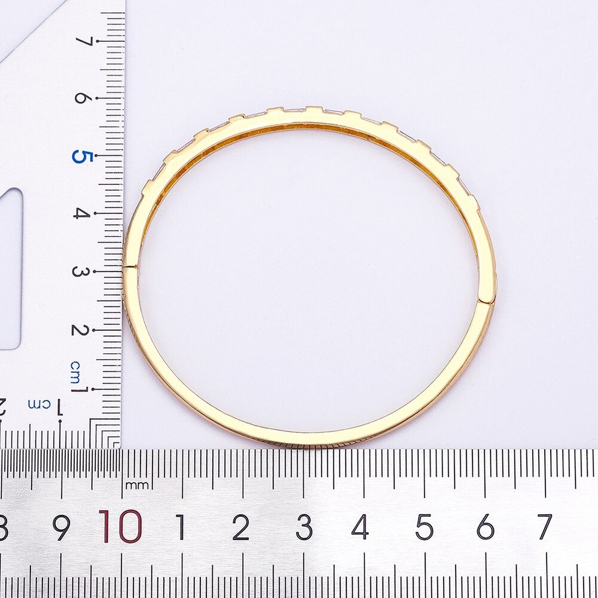 Copper Gold Baguette Cubic Zirconia Crystal Bangle Cuff Kada Bulk