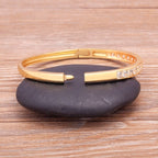 Baguettes American Diamonds Crystal Gold Copper Cuff Kada Bangle Bulk