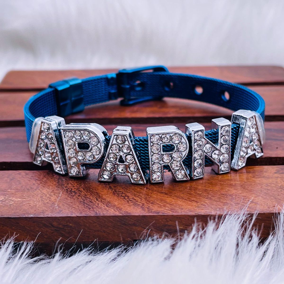 Personalised Name Alphabet Initial Letter Stainless Steel Rhinestone Bracelet