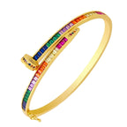 Classic Nail Rainbow Gold Plated Copper Openable Cuff Kada Women Bulk