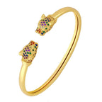 Panther Studded Gold Copper Adjustable bangle Kada Cuff for Women