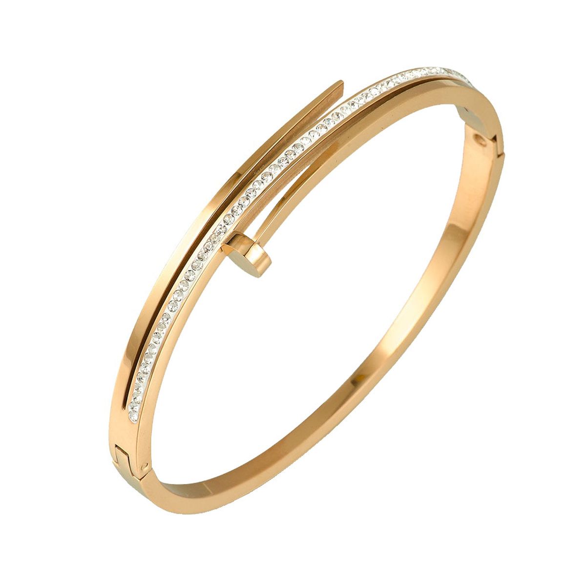 Gothic Nail CZ Rose Gold Stainless Steel Openable Kada Bulk