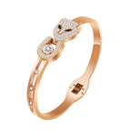 Panther Cubic Zirconia Rose Gold Stainless Steel Opeable Kada Bulk