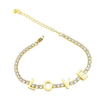 Love Cubic Zirconia 18K Gold Copper Tennis Bracelet For Women Bulk