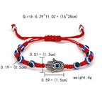 Hamsa Evil Eye Red With Blue Beads Thread Adjustable Bracelet Men Bulk