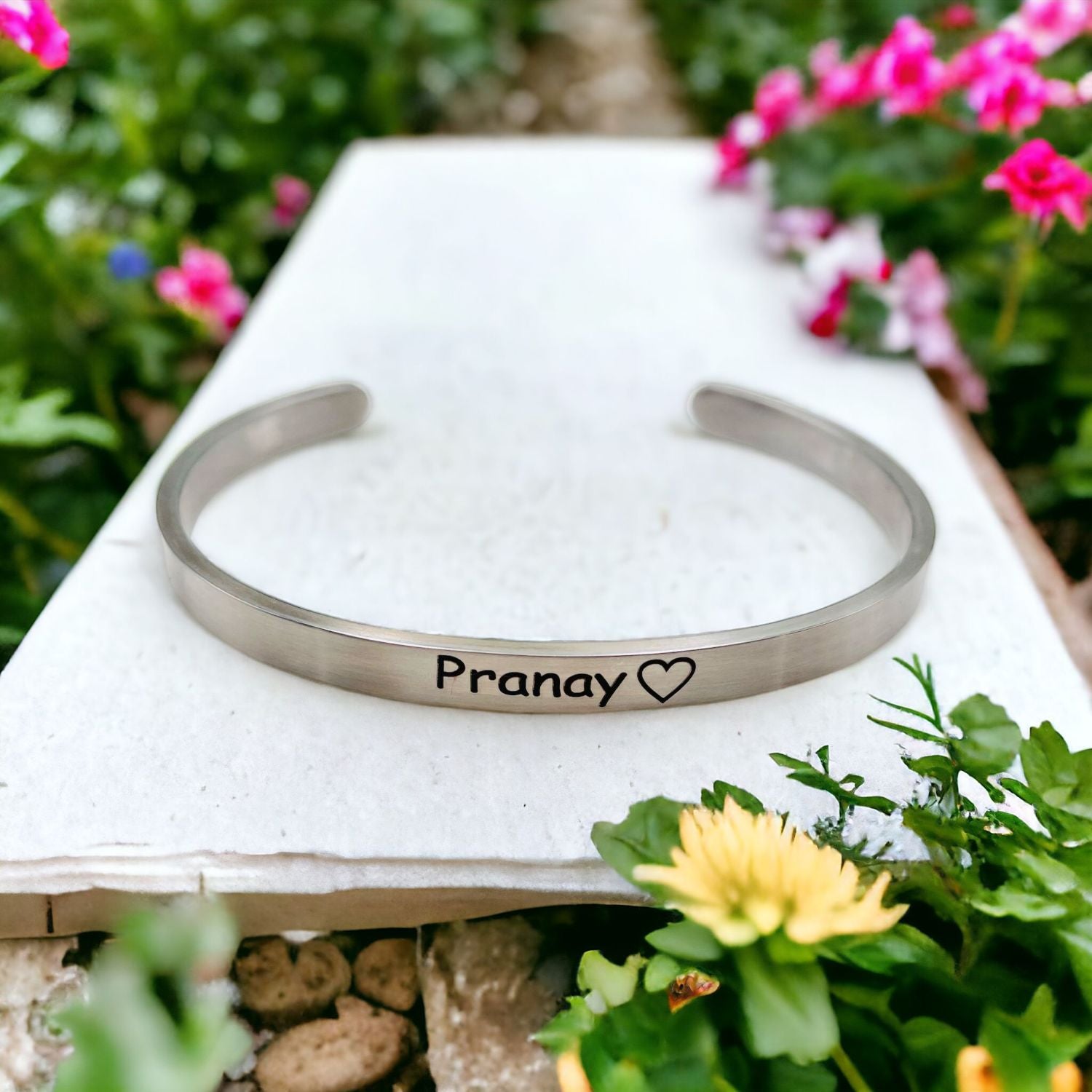 5mm Matte Finish 316 Surgical Stainless Steel Customized Personalised Laser Engraved Free Size Cuff Kada Bangle Bracelet Unisex