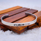 5mm Matte Finish 316 Surgical Stainless Steel Customized Personalised Laser Engraved Free Size Cuff Kada Bangle Bracelet Unisex