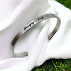 5mm Matte Finish 316 Surgical Stainless Steel Customized Personalised Laser Engraved Free Size Cuff Kada Bangle Bracelet Unisex
