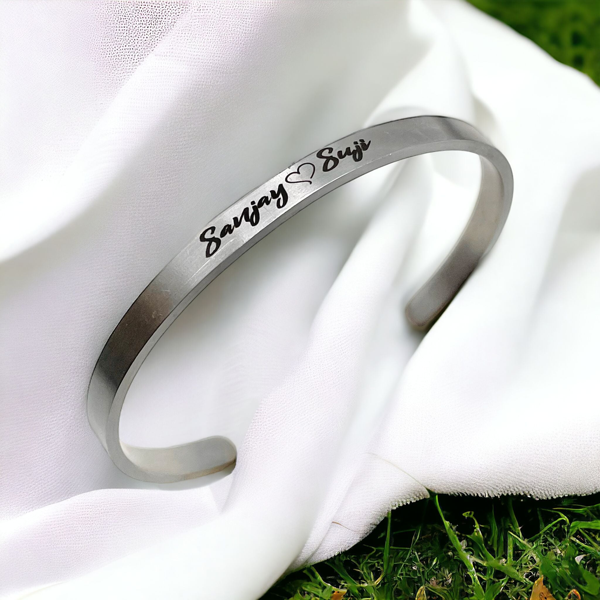 5mm Matte Finish 316 Surgical Stainless Steel Customized Personalised Laser Engraved Free Size Cuff Kada Bangle Bracelet Unisex