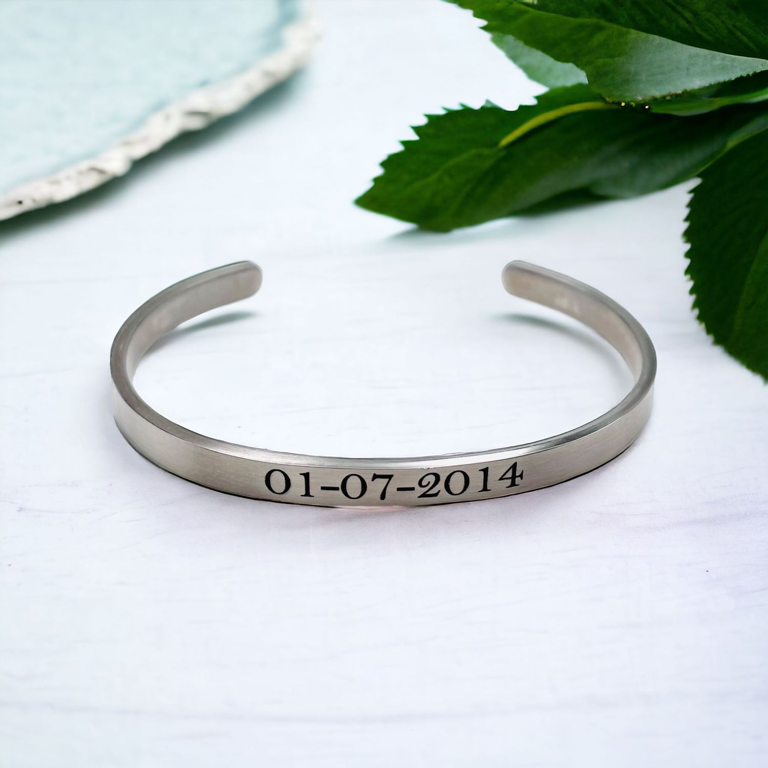 5mm Matte Finish 316 Surgical Stainless Steel Customized Personalised Laser Engraved Free Size Cuff Kada Bangle Bracelet Unisex