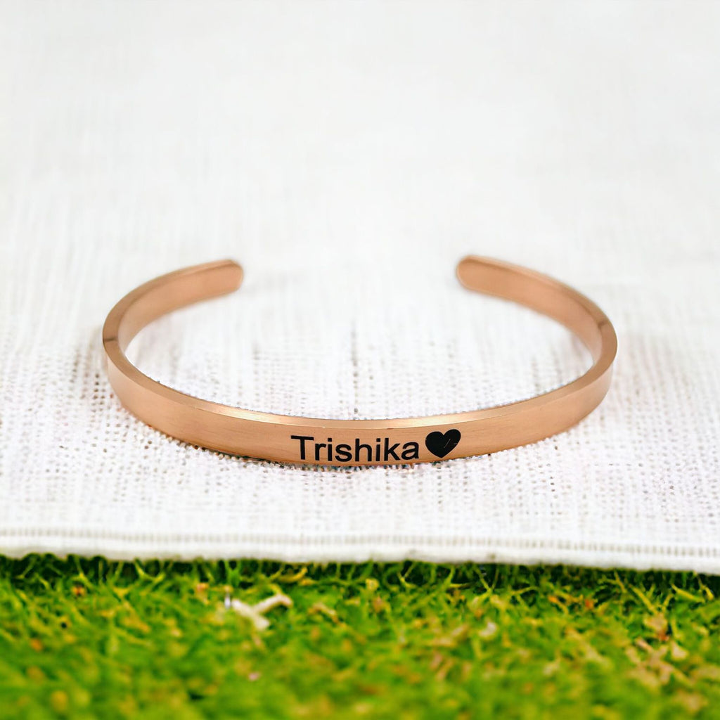 5mm Matte Finish 316 Surgical Stainless Steel Customized Personalised Laser Engraved Free Size Cuff Kada Bangle Bracelet Unisex