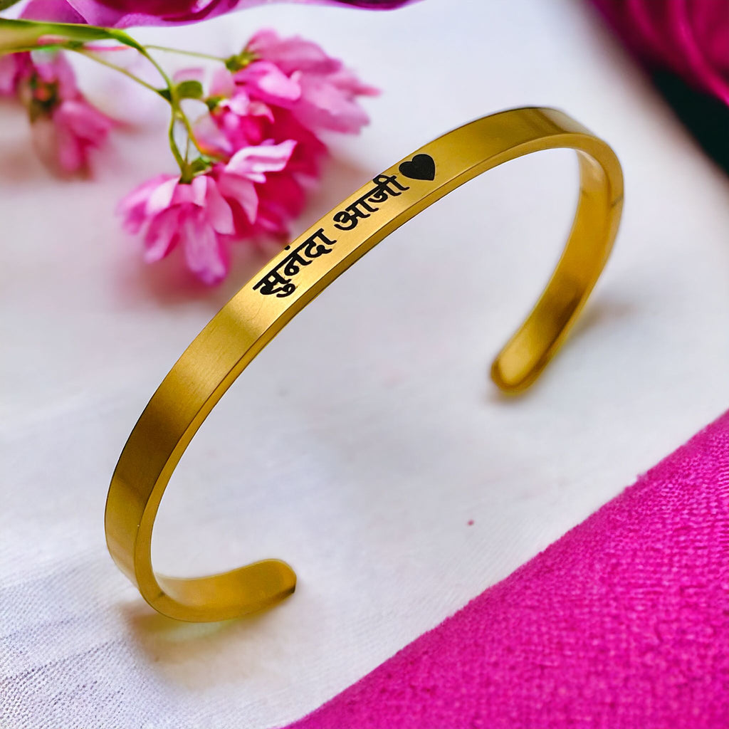 5mm Matte Finish 316 Surgical Stainless Steel Customized Personalised Laser Engraved Free Size Cuff Kada Bangle Bracelet Unisex