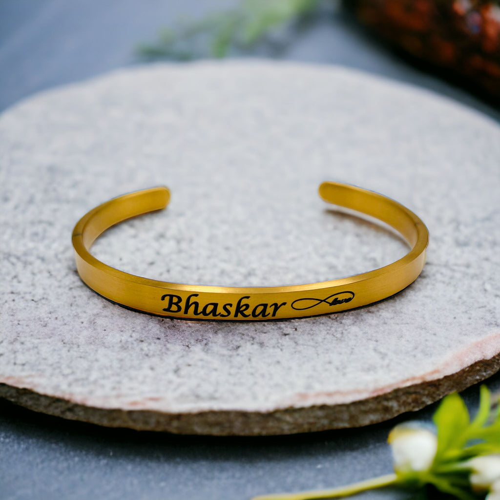 5mm Matte Finish 316 Surgical Stainless Steel Customized Personalised Laser Engraved Free Size Cuff Kada Bangle Bracelet Unisex