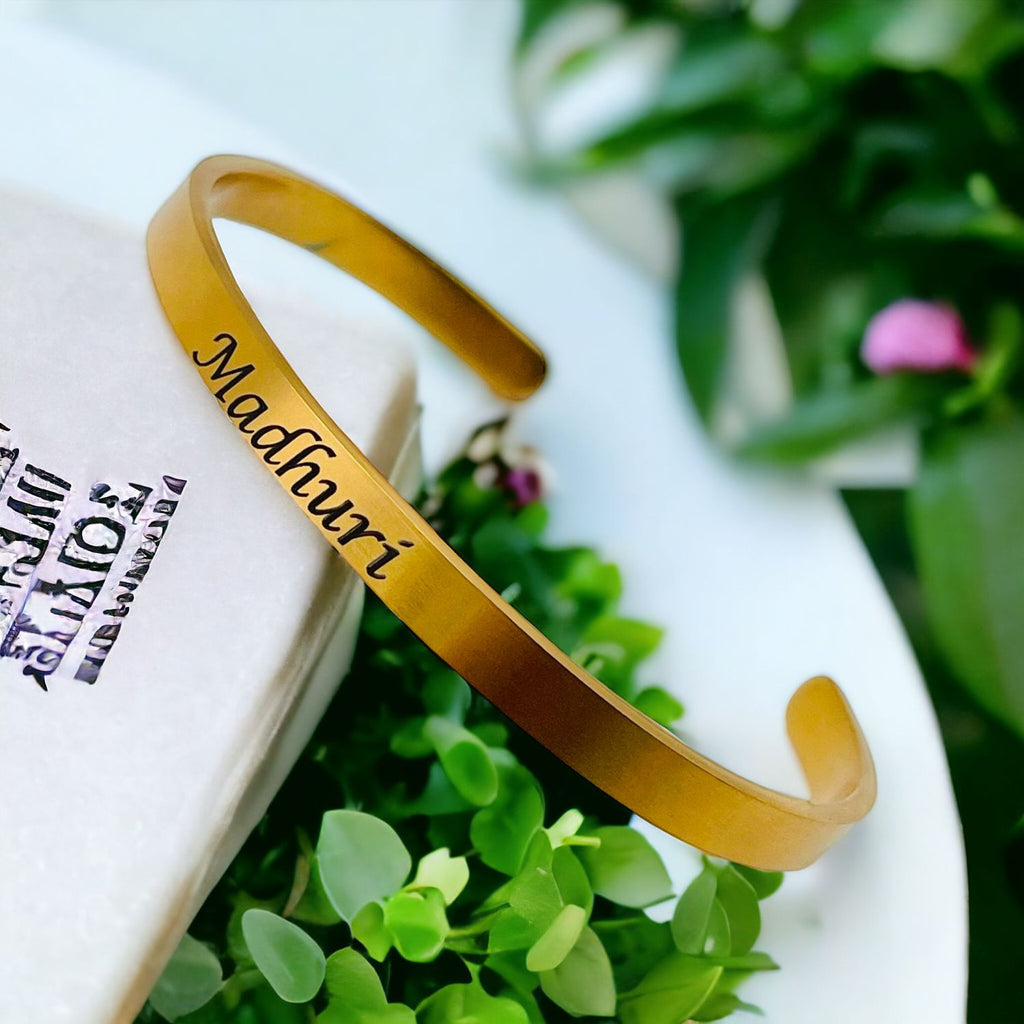 5mm Matte Finish 316 Surgical Stainless Steel Customized Personalised Laser Engraved Free Size Cuff Kada Bangle Bracelet Unisex