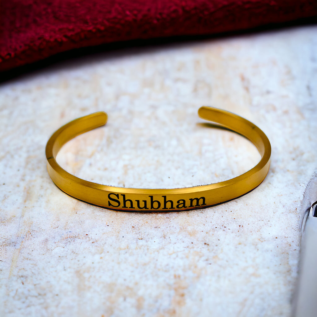 5mm Matte Finish 316 Surgical Stainless Steel Customized Personalised Laser Engraved Free Size Cuff Kada Bangle Bracelet Unisex
