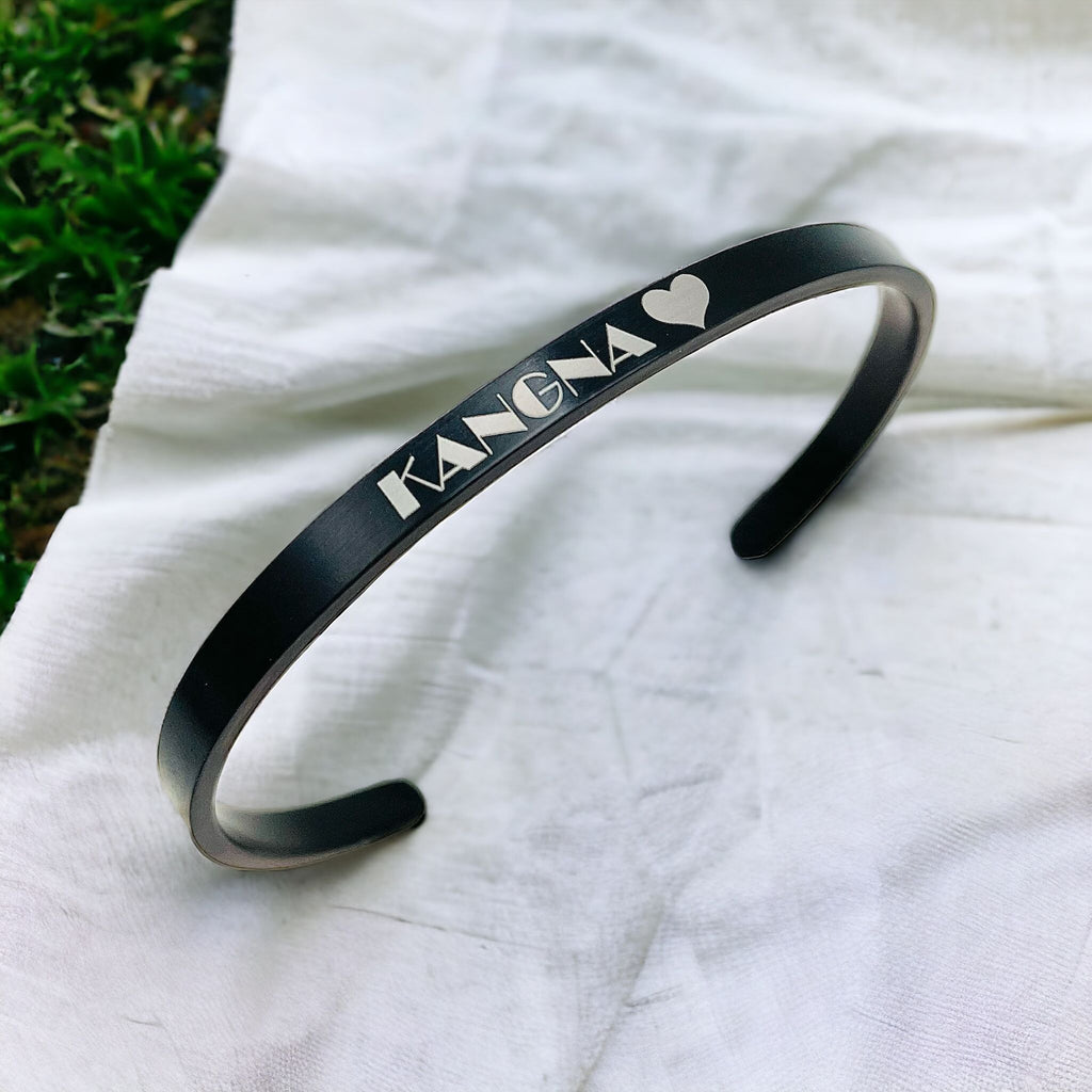 5mm Matte Finish 316 Surgical Stainless Steel Customized Personalised Laser Engraved Free Size Cuff Kada Bangle Bracelet Unisex