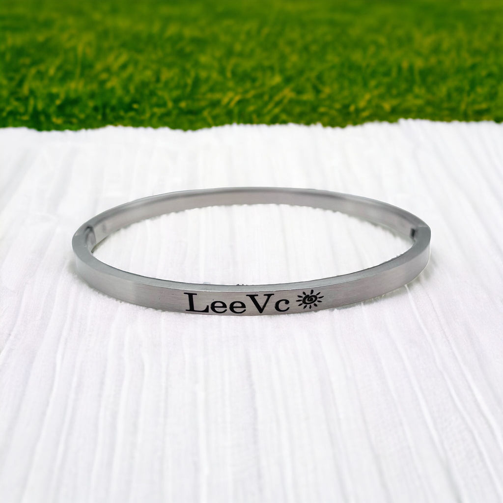 4mm Matte Finish 316 Surgical Stainless Steel Silver Customized Personalised Laser Engraved Kada Bangle Bracelet Unisex