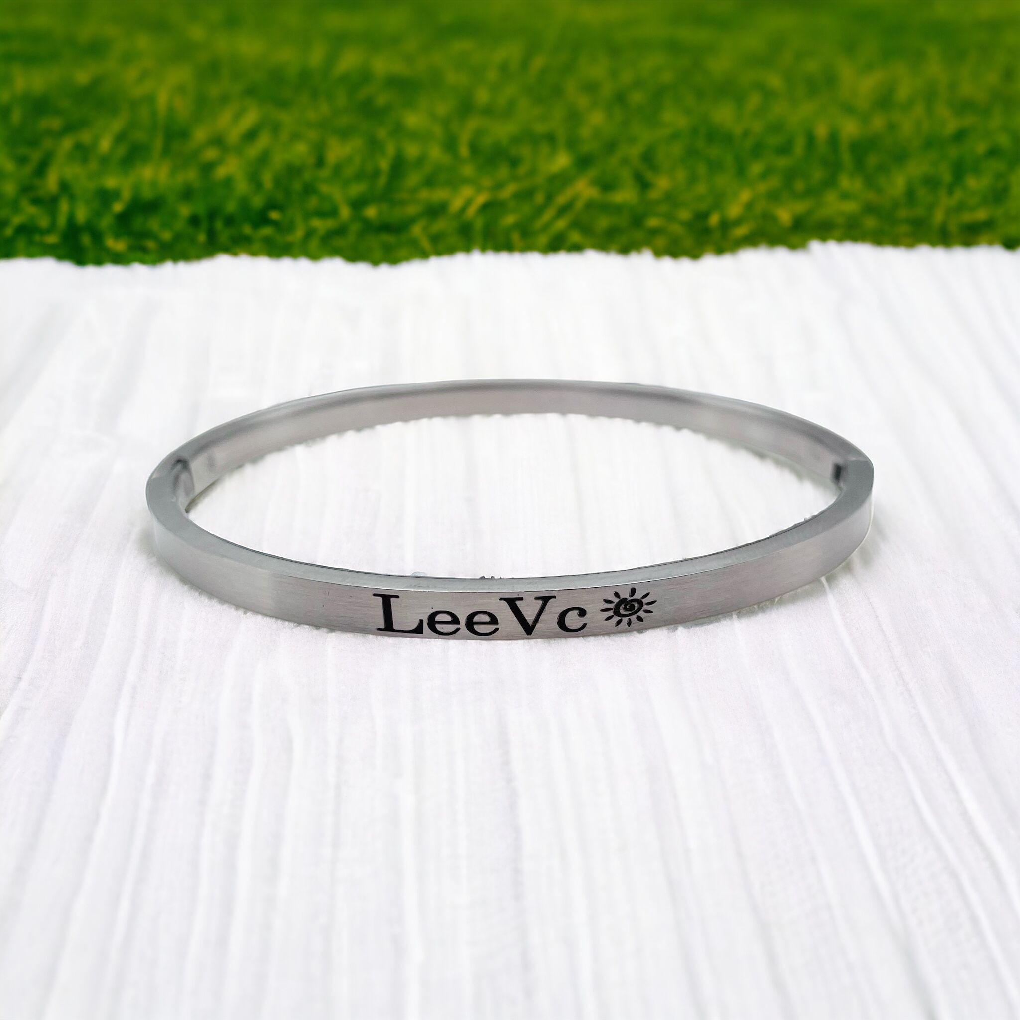 4mm Matte Finish 316 Surgical Stainless Steel Silver Customized Personalised Laser Engraved Kada Bangle Bracelet Unisex