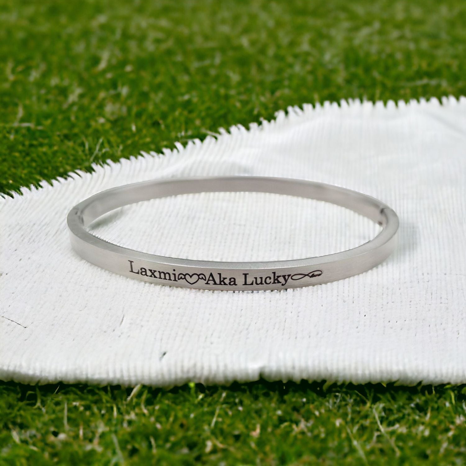 4mm Matte Finish 316 Surgical Stainless Steel Silver Customized Personalised Laser Engraved Kada Bangle Bracelet Unisex