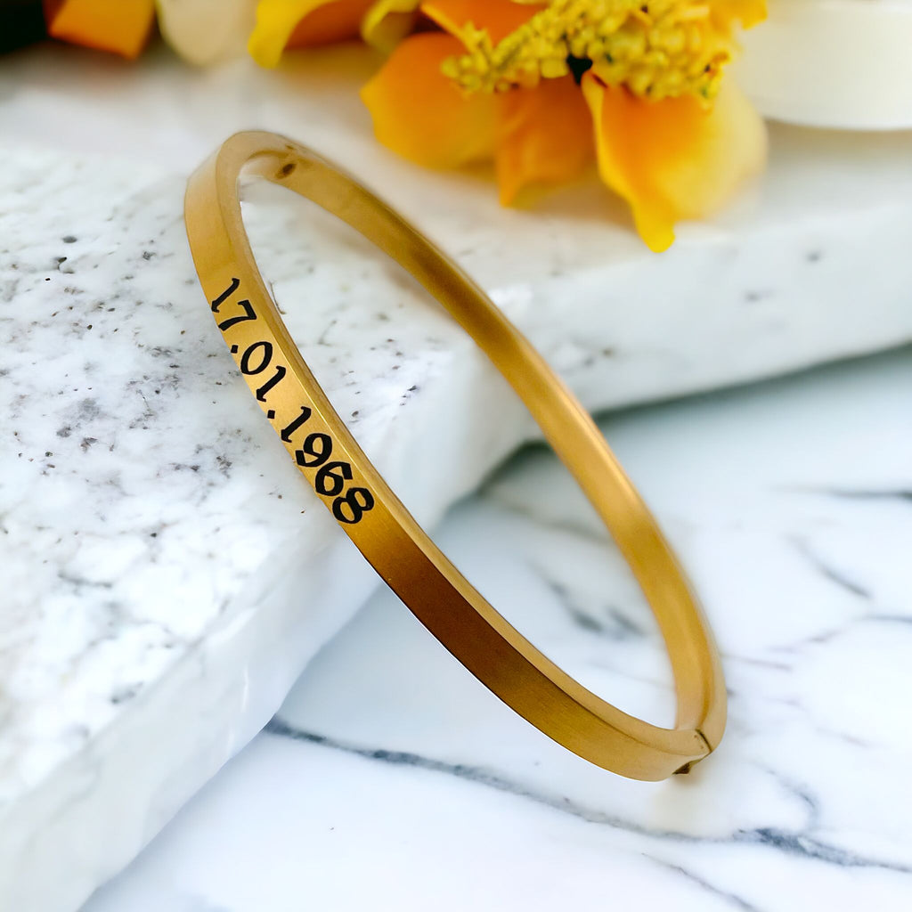 4mm Matte Finish 316 Surgical Stainless Steel Silver Customized Personalised Laser Engraved Kada Bangle Bracelet Unisex
