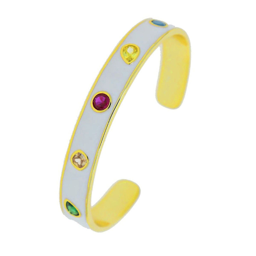 Copper Enamel Gemstone Crystal White Gold Bangle Kada Cuff Women Bulk