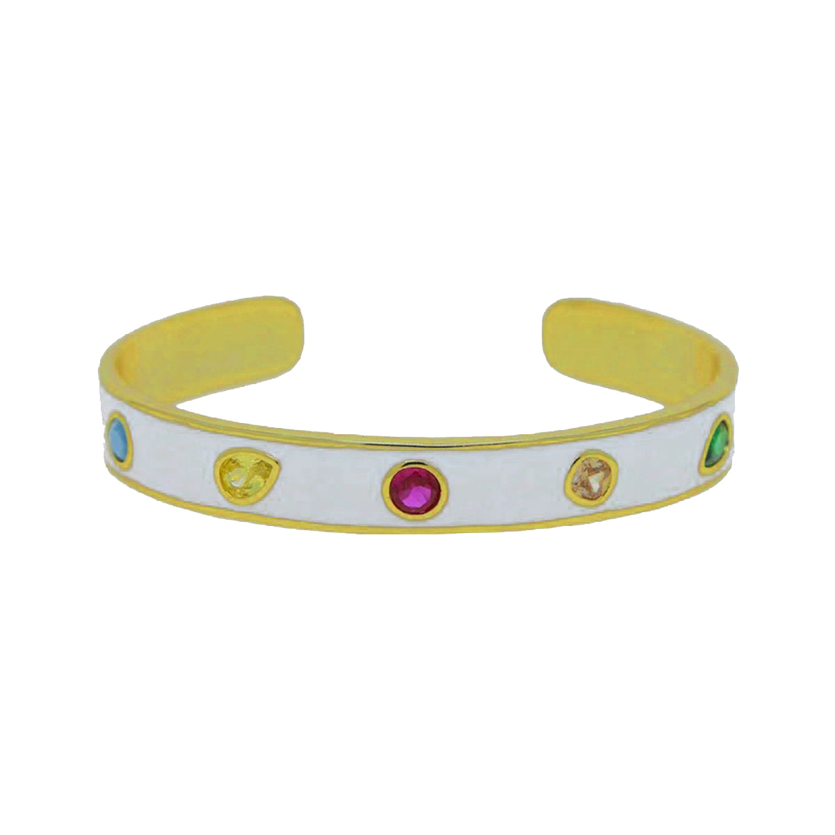 Copper Enamel Gemstone Crystal White Gold Bangle Kada Cuff Women Bulk