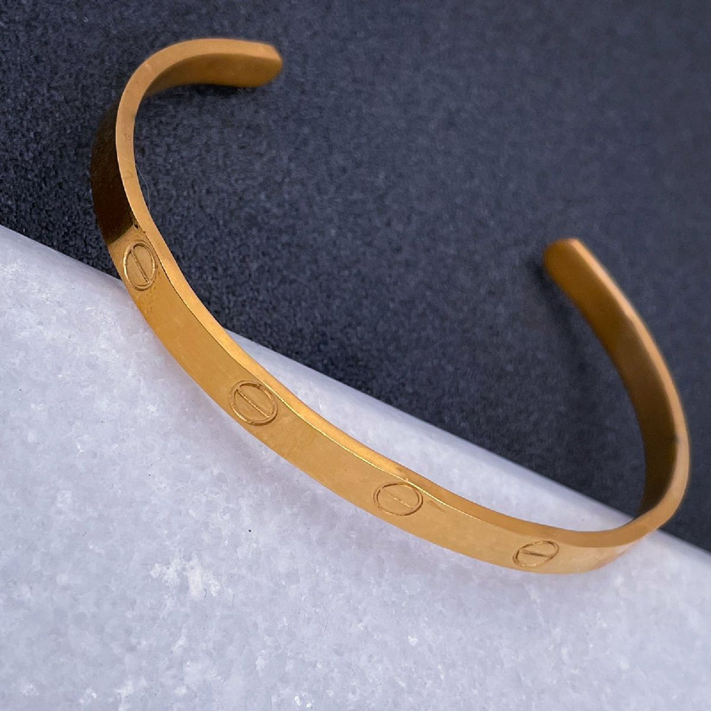 Screw Stainless Steel Gold Bangle Kada Cuff Unisex Bulk