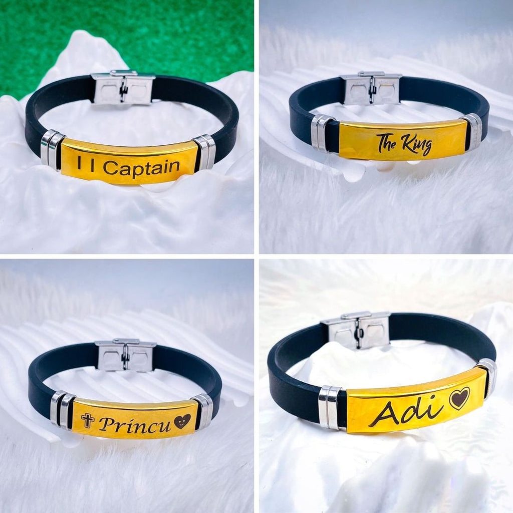 Customized Personalised Letter Engraved Id Wrist Band Bracelet Bulk