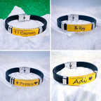 Customized Personalised Letter Engraved Id Wrist Band Bracelet Bulk