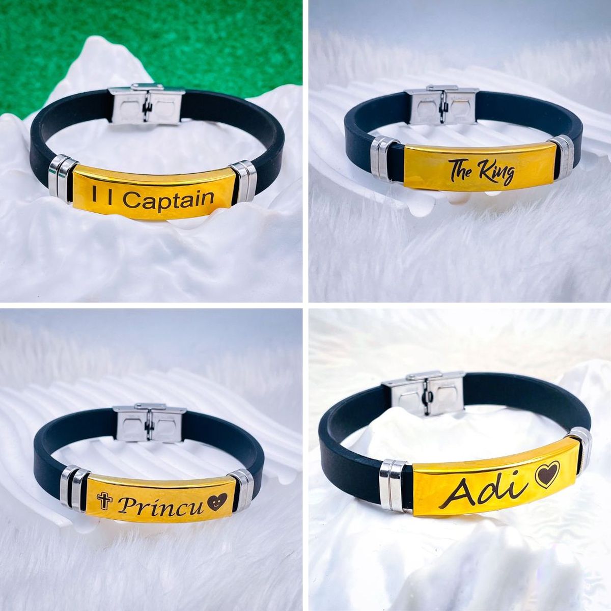 Customized Personalised Letter Engraved Id Wrist Band Bracelet Bulk