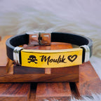 Customized Personalised Letter Engraved Id Wrist Band Bracelet Bulk
