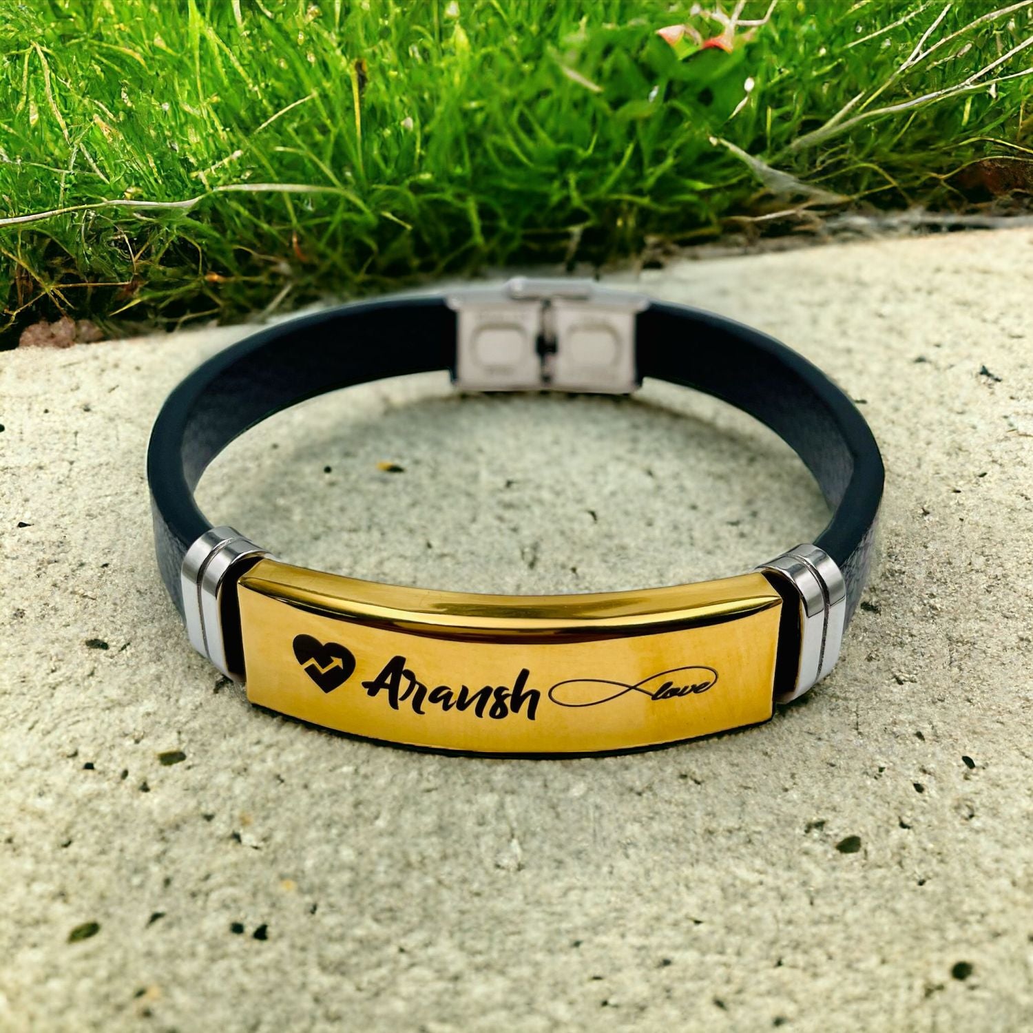 Customized Personalised Letter Engraved Id Wrist Band Bracelet Bulk
