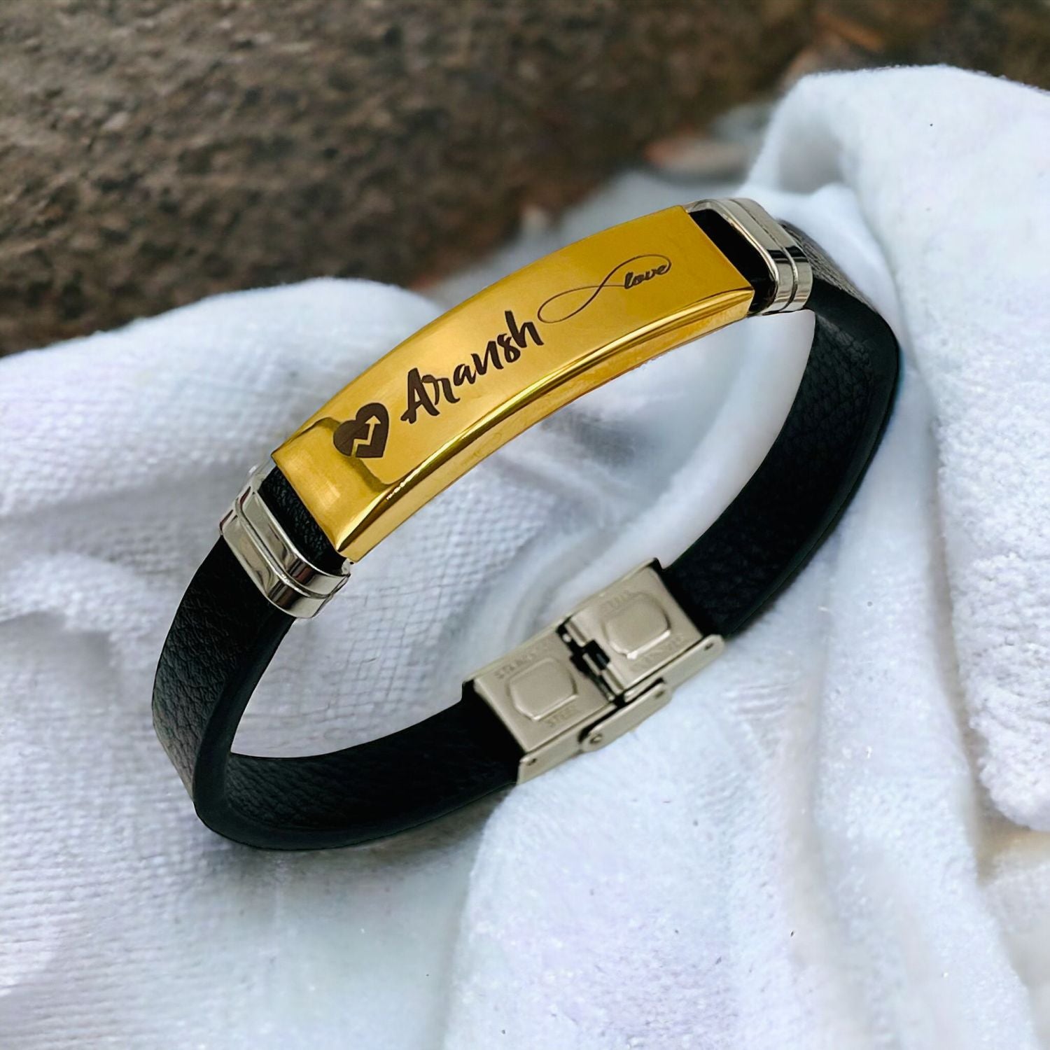Customized Personalised Letter Engraved Id Wrist Band Bracelet Bulk
