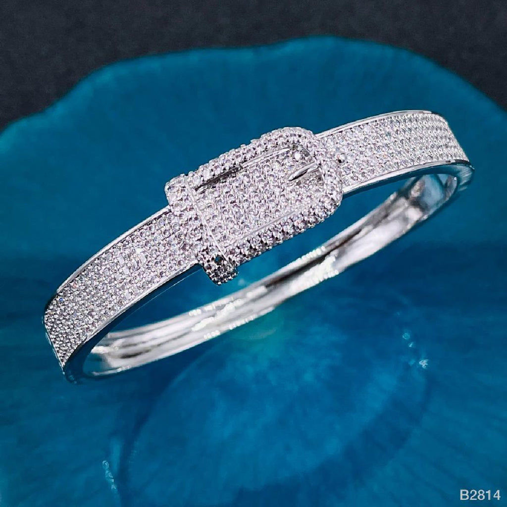 Belt Buckle Cubic Zirconia 18K Gold Copper Openable Kada Bangle Bulk