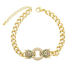 Copper Gold Cubic Zirconia Panther Curb Chain Necklace Women Bulk