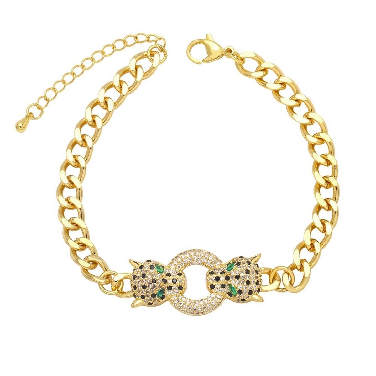 Copper Gold Cubic Zirconia Panther Curb Chain Necklace Women Bulk
