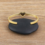 Copper Cubic Zirconia Heart Gold Openable Bangle Cuff For Women Bulk