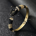 Copper CZ Enamel Panther Black Gold Openable Bangle Cuff Only Bulk