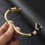 Copper CZ Enamel Panther Black Gold Openable Bangle Cuff Only Bulk