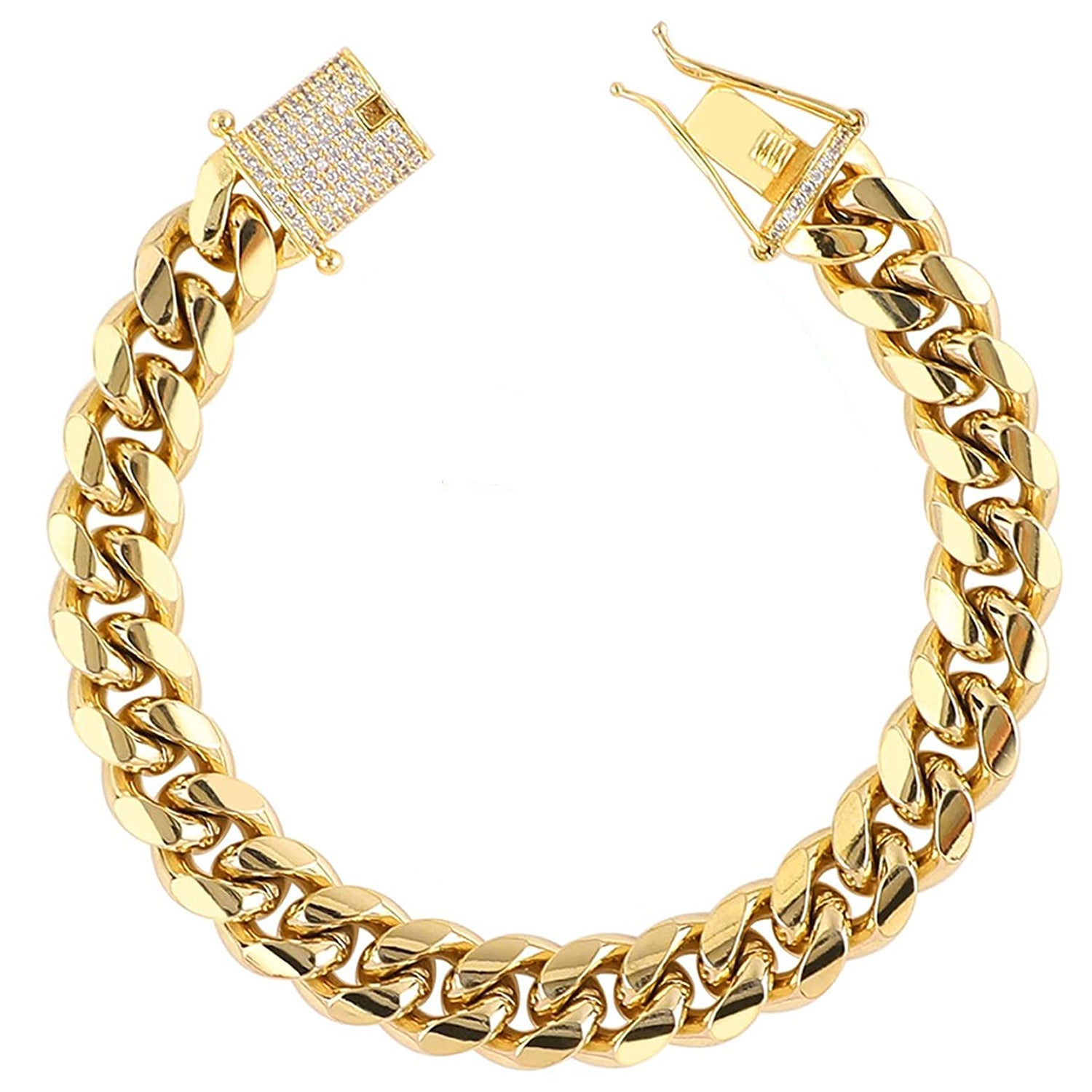 Hip Hop Iced Out Alloy Gold Rhinestone Gold Bracelet Links Men Bulk