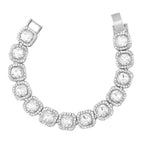 Hip Hop Iced Out Cuban Gold Cushion Cut Rhinestone Studded Alloy Bracelet Men
