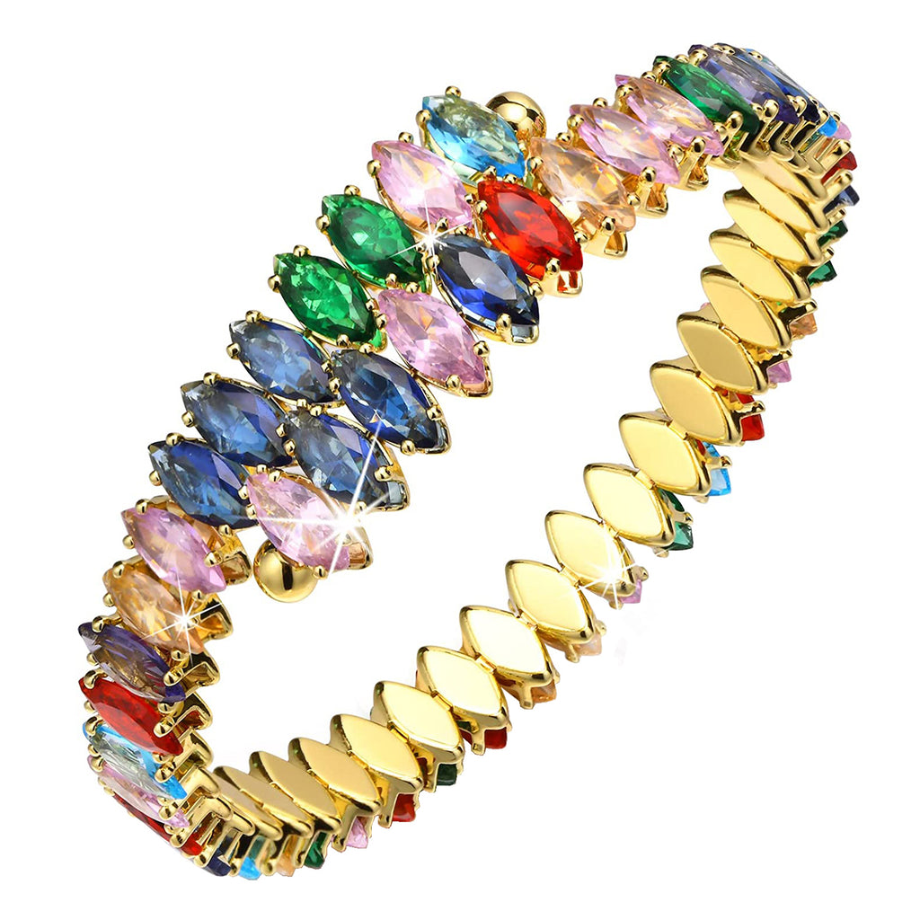 Multi Color Oval Cubic Zirconia Copper Free Size Bangle Kada Bulk