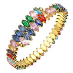 Multi Color Oval Cubic Zirconia Copper Free Size Bangle Kada Bulk