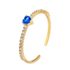 Heart Love Blue Cubic Zirconia 18K Gold Copper Bangle Cuff Women Bulk