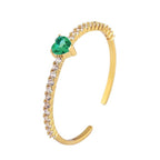Heart Love Blue Cubic Zirconia 18K Gold Copper Bangle Cuff Women Bulk