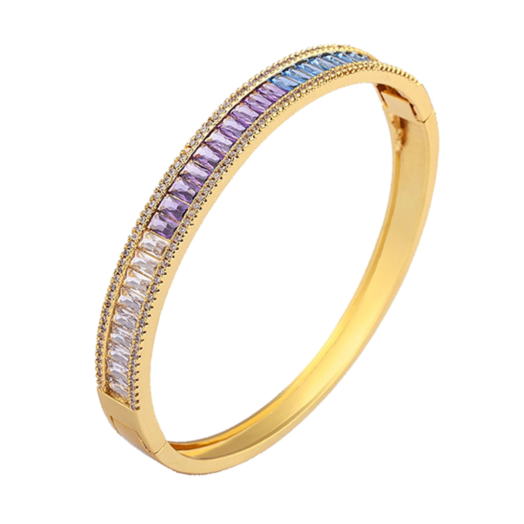 Graduating Shades Blue Purple Zircon Gold Openable Bangle Kada Bulk